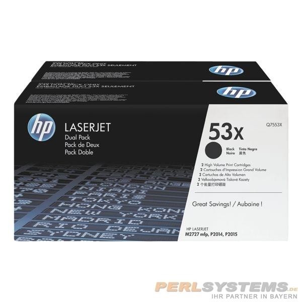 HP Q7553XD Toner Black 53X für LaserJet P2015 M2727 LJ2014 Doppelpack
