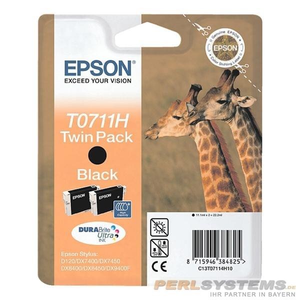 Epson Tintenpatrone T0711H Black Doppelpack für Stylus D120 DX7400 DX7450