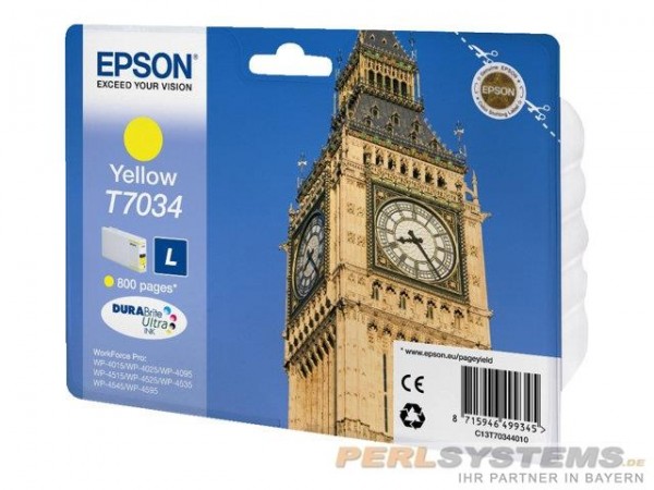 Epson Tintenpatrone T7034 Yellow L für WorkForce Pro WP-4015 WP-4025 WP-4095