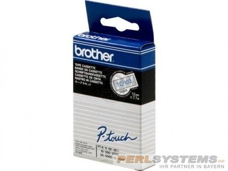 Brother TC103 P-TOUCH 12mm Blau auf Farblos 7,7m laminated