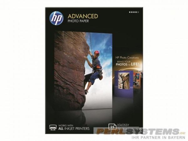 HP Q8696A Advanced Fotopapier glaenzend nkjet 250g/m2 130x180mm 25 Blat randlos