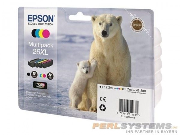 Epson Tinte 26XL Eisbär Multipack für Expression Premium XP-600 XP-605 XP-700 XP 800