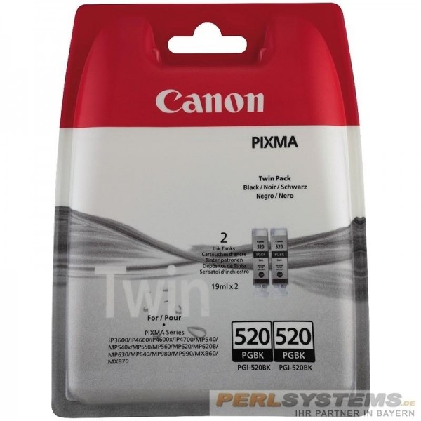 Canon Tinte Black PGI-520BK Twin MP540 iP3600 iP4700 MP550cMP 980 MX870 2932B012