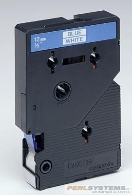 Brother TC203 P-TOUCH 12mm Blau auf Weiß 7,7m laminated