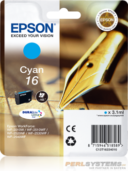 Epson Tintenpatrone 16 Cyan WF-2010W WF-2510WF WF-2520NF WF-2530WF WF-2540WF 2630WF 2650WF 2750W