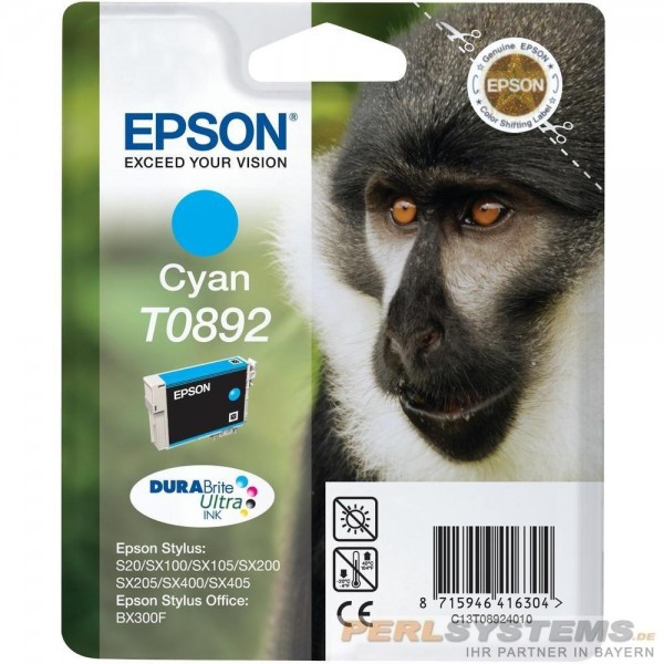 Epson Tintenpatrone T0892 Cyan für Stylus S20 SX100 SX105