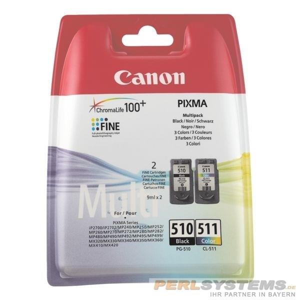 Canon Tinte Multi Pack Color CL-511 PG-510 2970B010 MP240 MP250 MP260 MP270 MP280 MP480 MP490 MP492