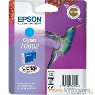 Epson Tintenpatrone T0802 Cyan für Stylus Photo R265 R285 R360 RX560