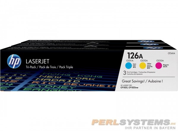 HP 126A Toner Dreierpack für Color LaserJet CP1025 M175 CF341A