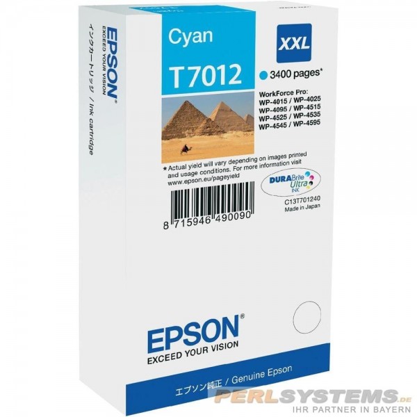 Epson Tintenpatrone T7012 Cyan XXL für WorkForce Pro WP-4525DNF WP-4595DNF WP-4525DNF