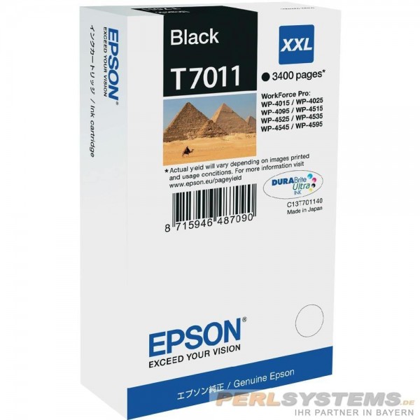 Epson Tintenpatrone T7011 Black XXL für WorkForce Pro WP-4525DNF WP-4595DNF WP-4525DNF