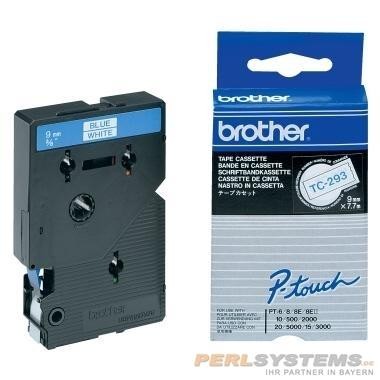 Brother TC293 P-TOUCH 9mm Blau auf Weiß 7,7m laminated