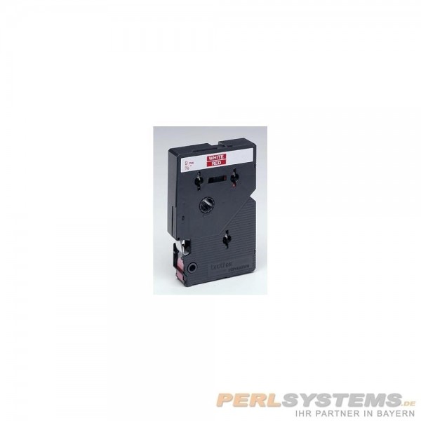 Brother TC495 P-TOUCH 9mm Weiß auf Rot 7,7m laminated