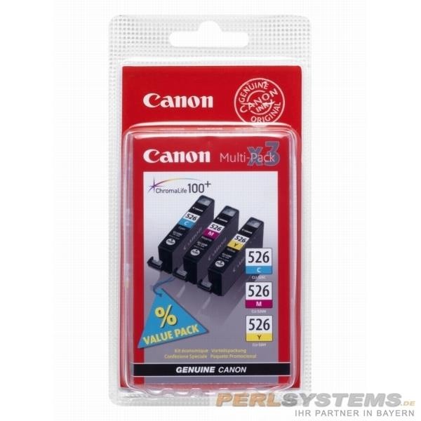 Canon Multipack CLI-526 C/M/Y für Pixma IP 4850 4950 MG5150 5250 8150 MX715 885 ohne Black 4541B009