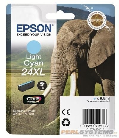 Epson Tintenpatrone 24XL Light Cyan für Expression Photo XP-750 XP-850
